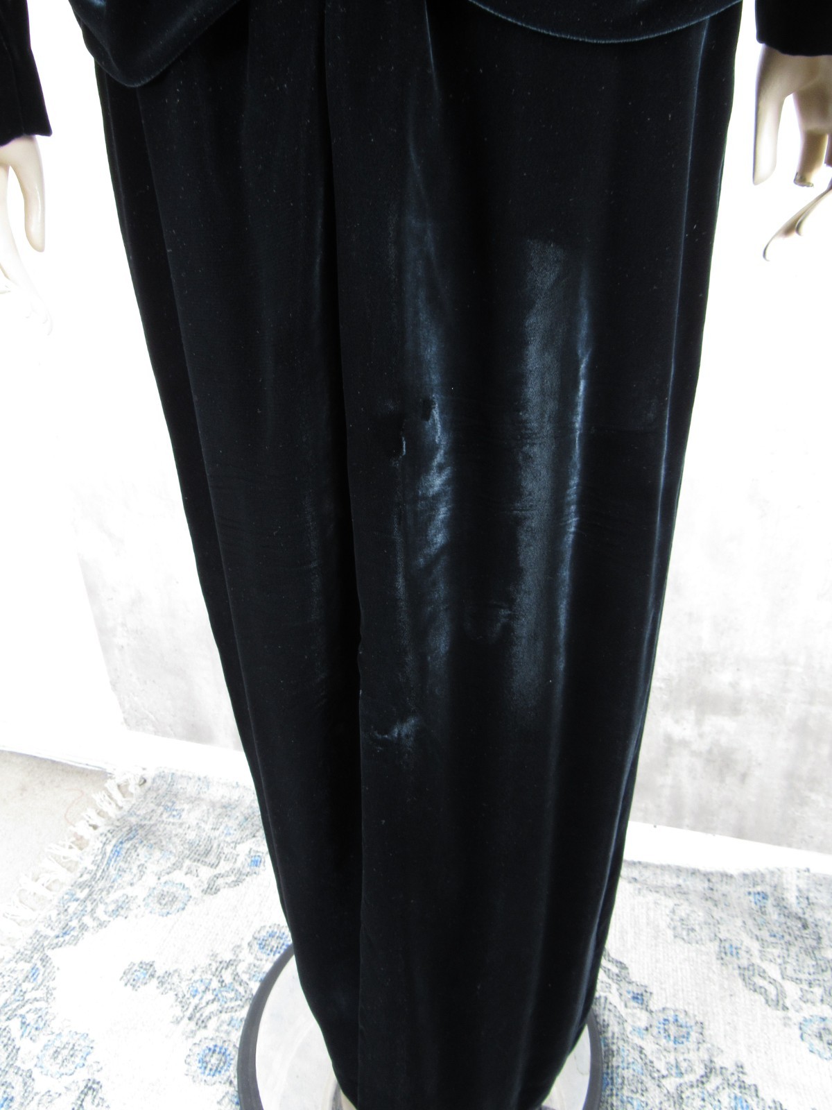 Vintage 80s does 40s Black Velvet Draped Gown Dress Rhinestones Dramatic Med M