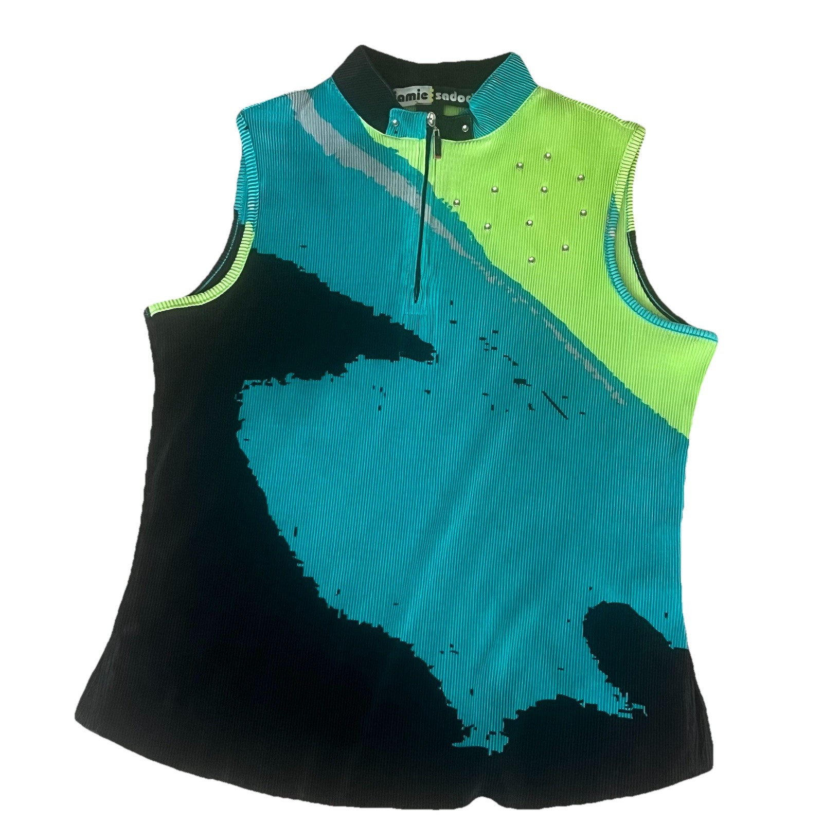 Vintage Jamie Sadock Y2K Micro Elite Crunch Rorschach Studded Zipper Top M