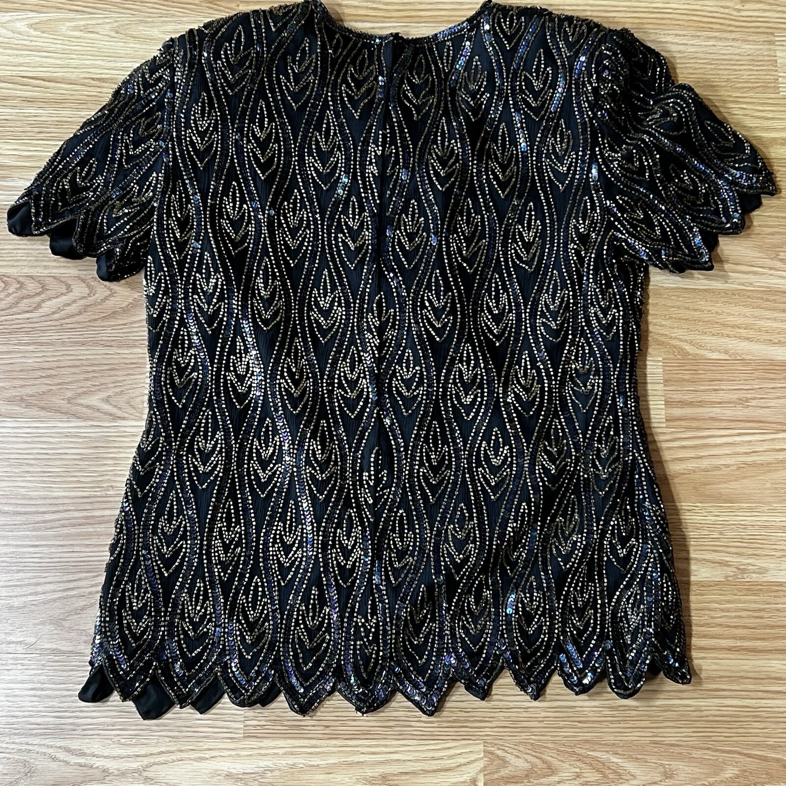 Papell 100% Silk Top Beads & Sequins Iridescent Sparkles Lined Bust 38&Prime; Party