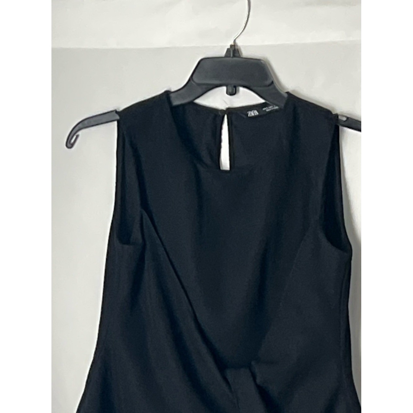 Zara Stylish Black Asymmetrical Sleeveless Camisole, Size S
