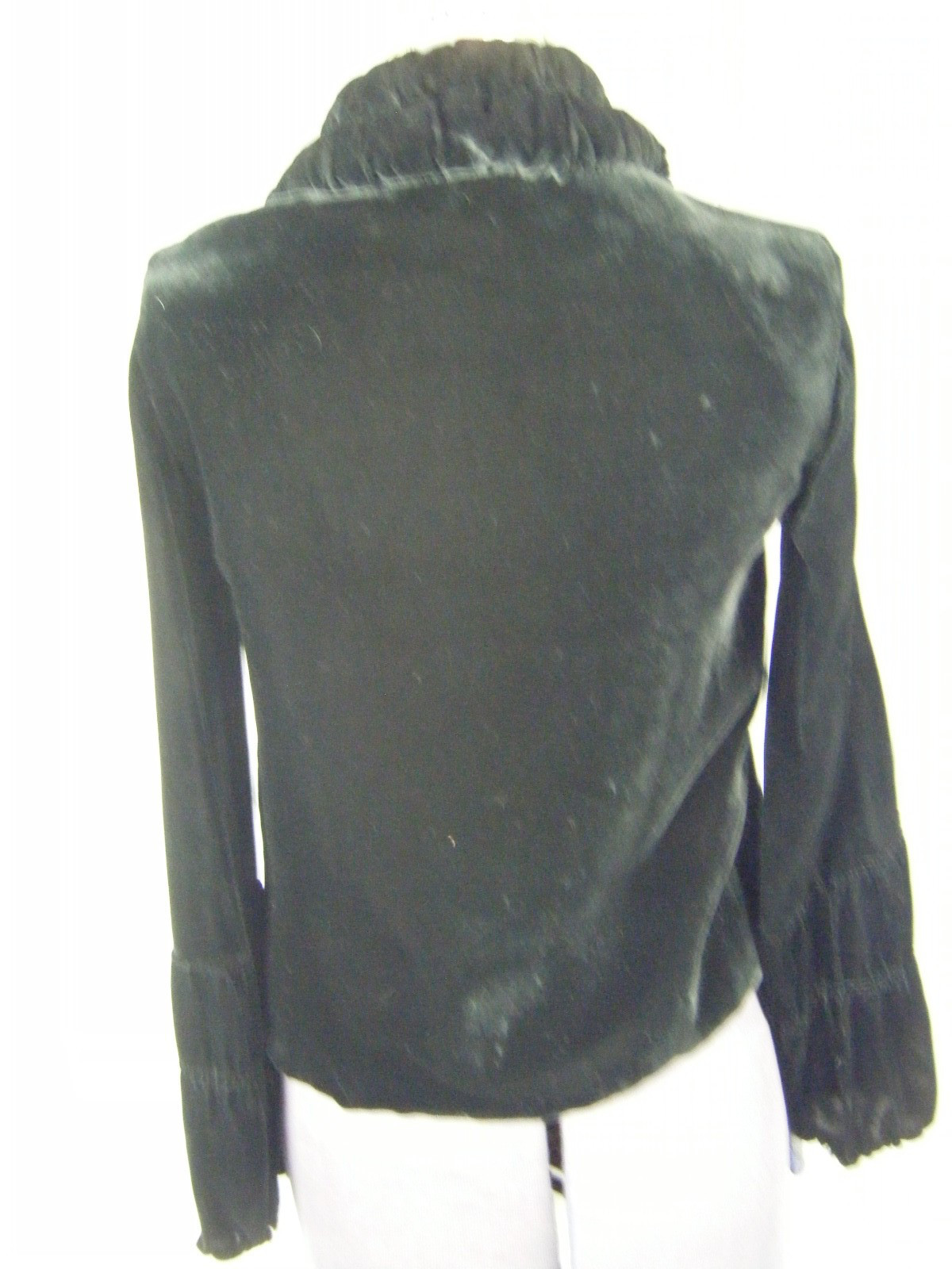 Antique 1920s Black Velvet Silk Bubble Collar Jacket- Bust 33/2XS, repaired