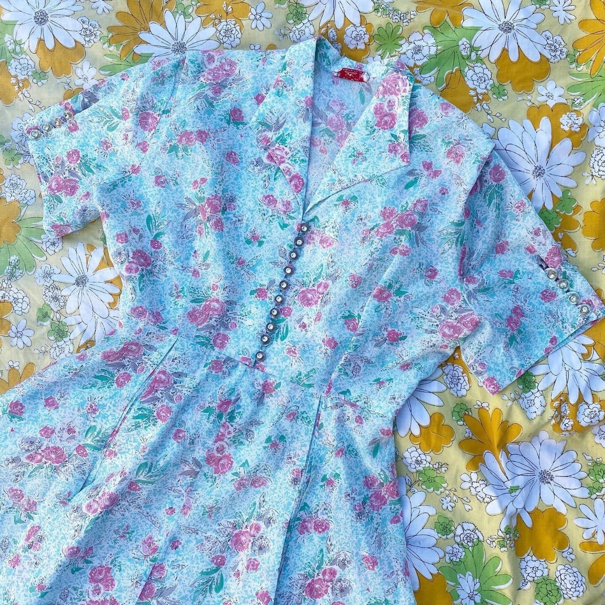 Vintage 1950’s Mode O Day Floral Dress (L)