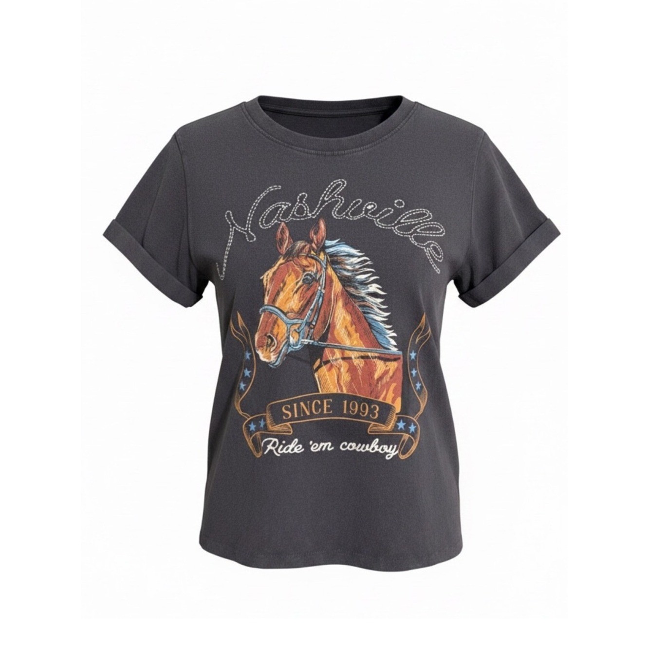 New MESSY BUN JUST CHILLIN&rsquo; Vintage-style Nashville Graphic Tee
