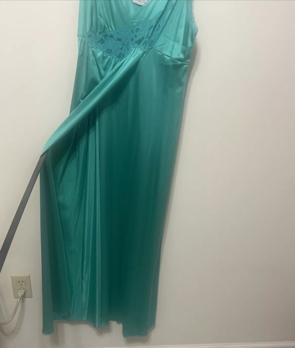 Vintage Vanity Fair Robe Peignoir Dressing Gown Womens M Flutter Teal Boudoir We