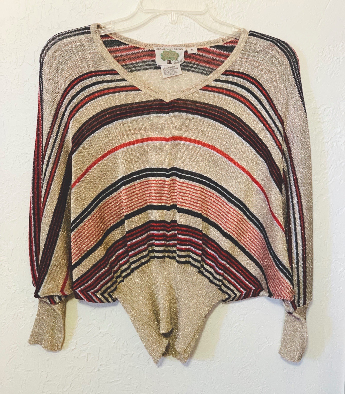 Vintage 1970’s Organically Grown by Arpeja Metallic Top With Dolman Sleeve