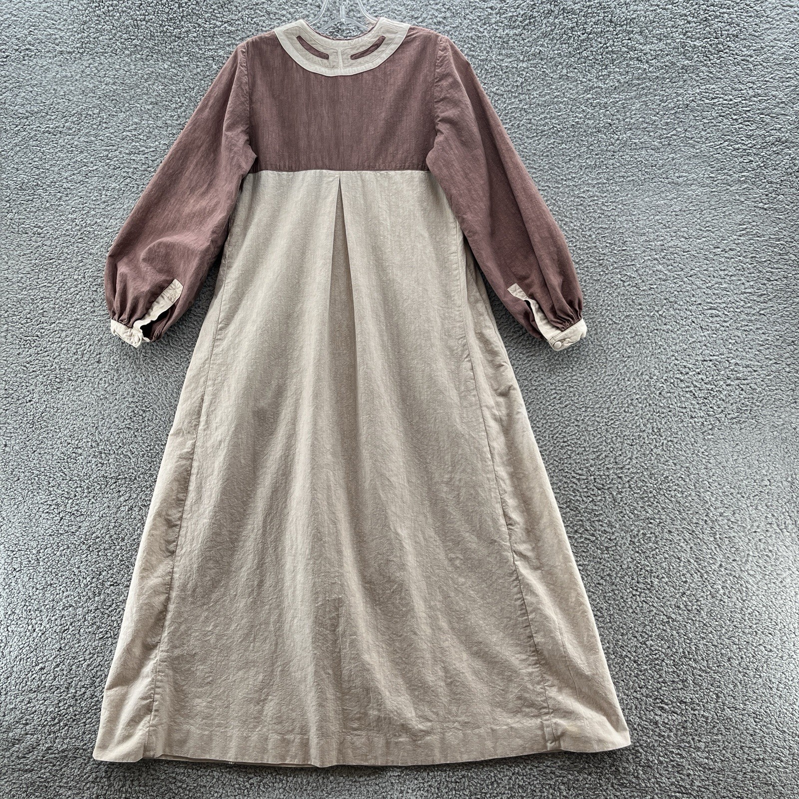 VTG 70s Sergio Bustamante Dress Large Tan Mexican Hippie Peasant Boho Maxi