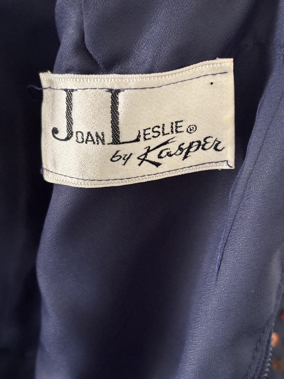 70s Joan Leslie by Kasper Sequin Party Dress Navy Gold Sheer Sleeve VTG