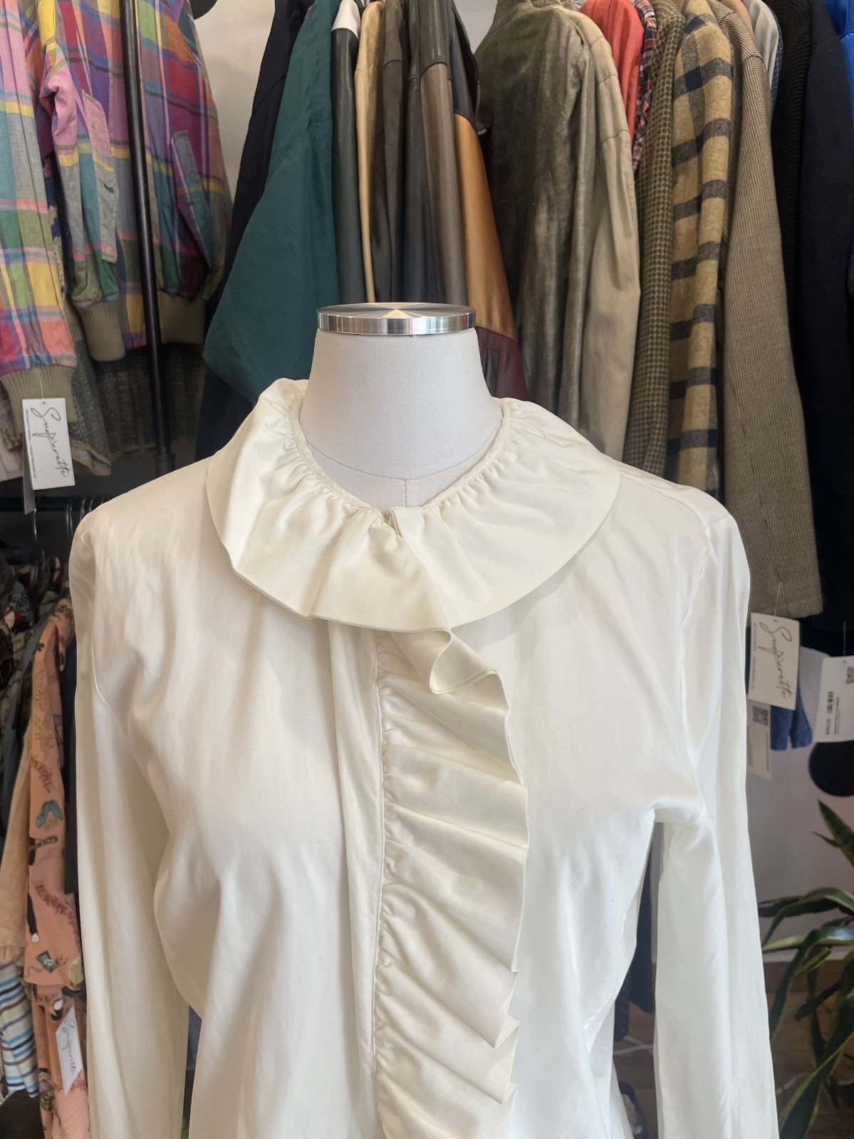 Vintage Gucci Tom Ford White Ruffle Blouse