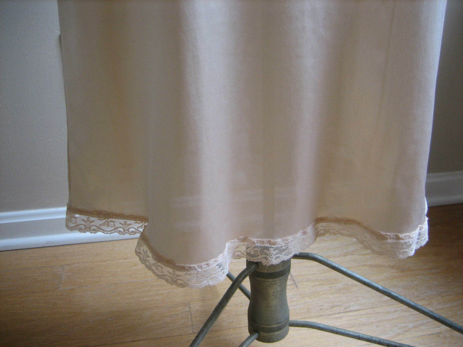 Beige Nylon A-Line Half Slip, Lace Hem – Tag Removed – Size S