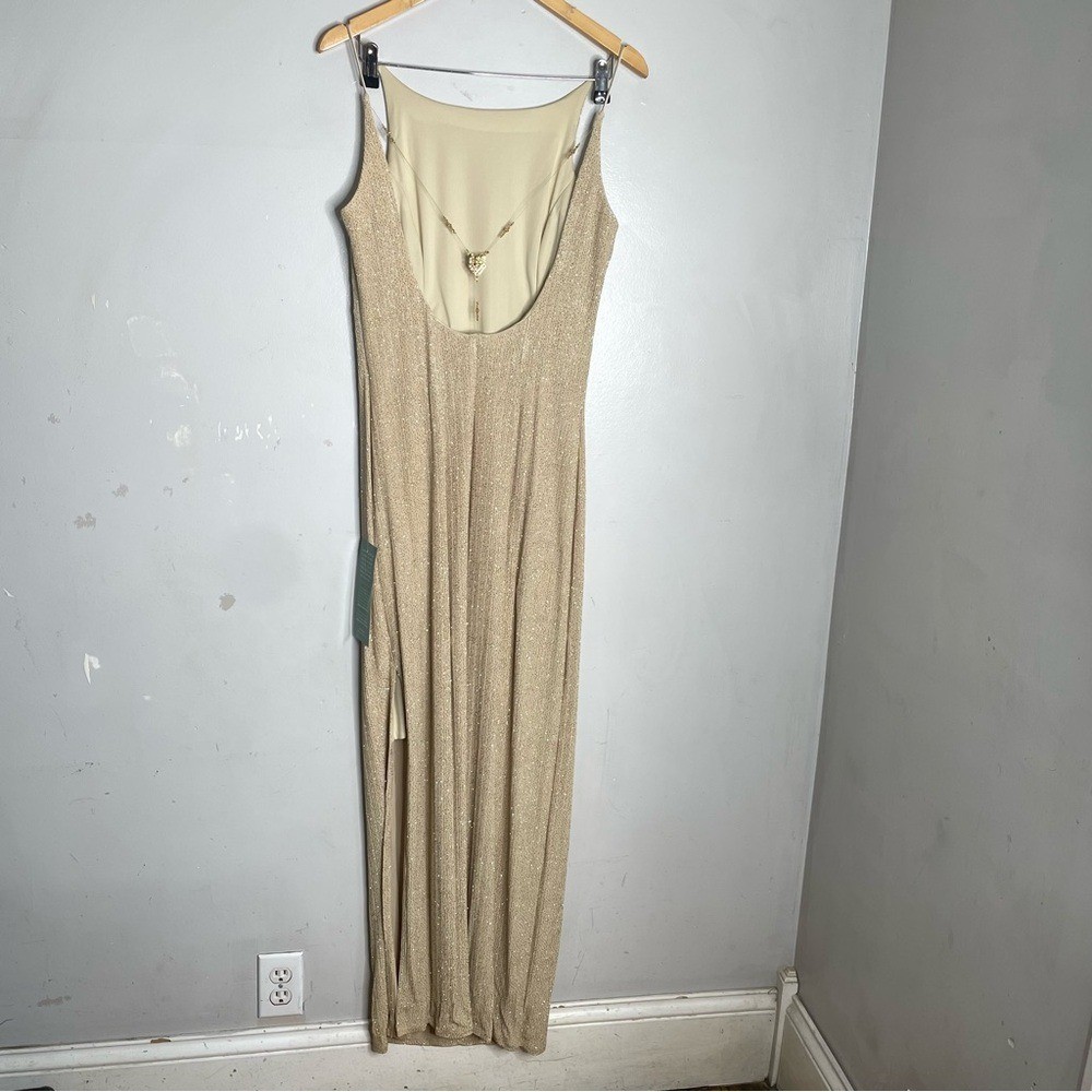 Dave & Johnny by Laura Ryner Gold Glitter Chain Heart Gown Dress 90s Y2K 13/14
