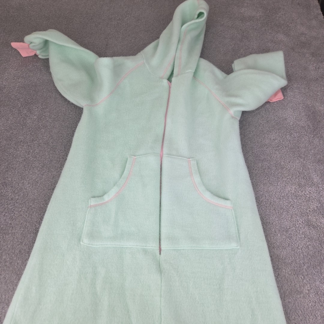 Vtg Medium Zip Pockets Robe/HouseCoat Sears Mint Green Fleece Hooded Pj&rsquo;s Soft