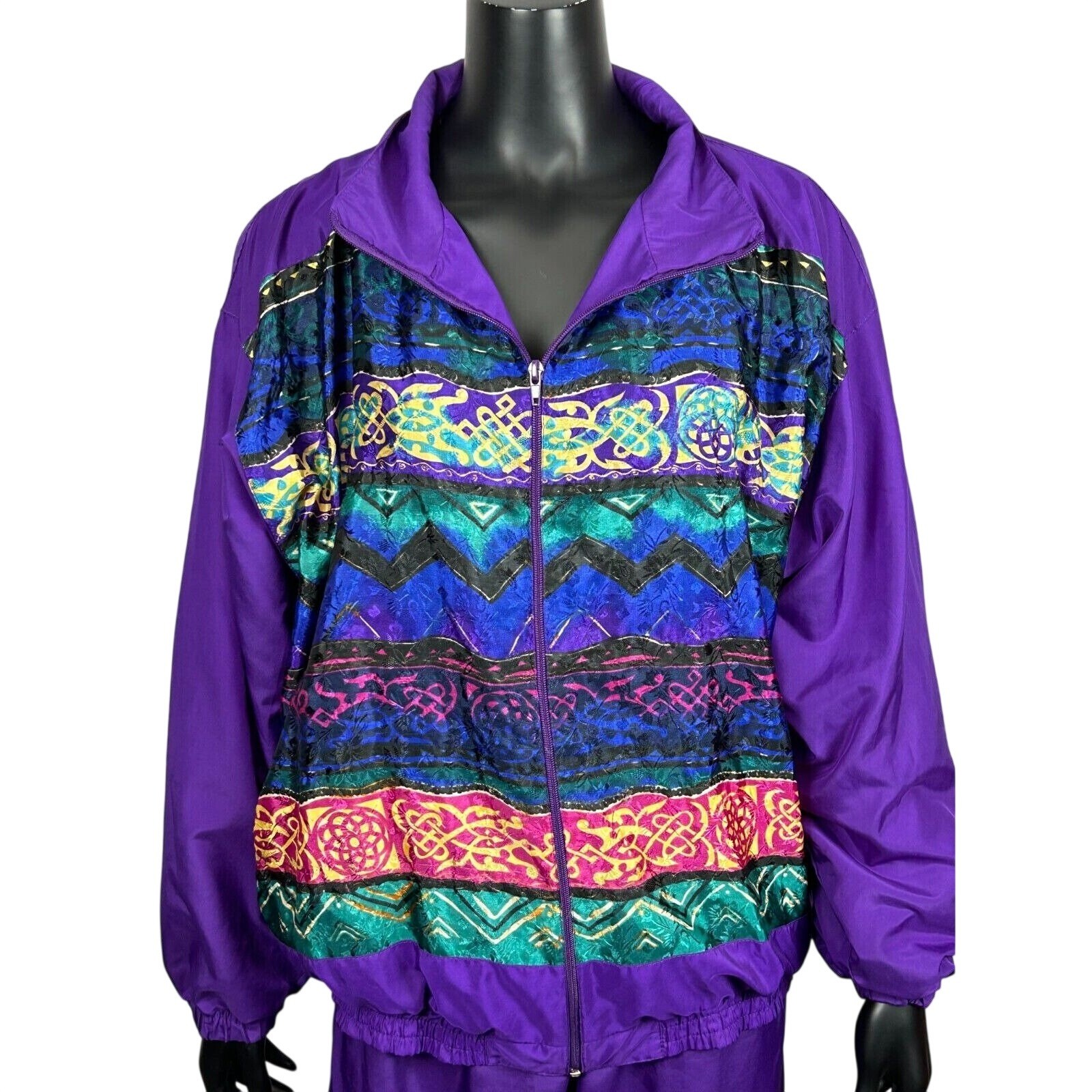 Pentathlon Outfit Activewear Pants & Jacket Full Zip Purple Womens Large Vtg 90s