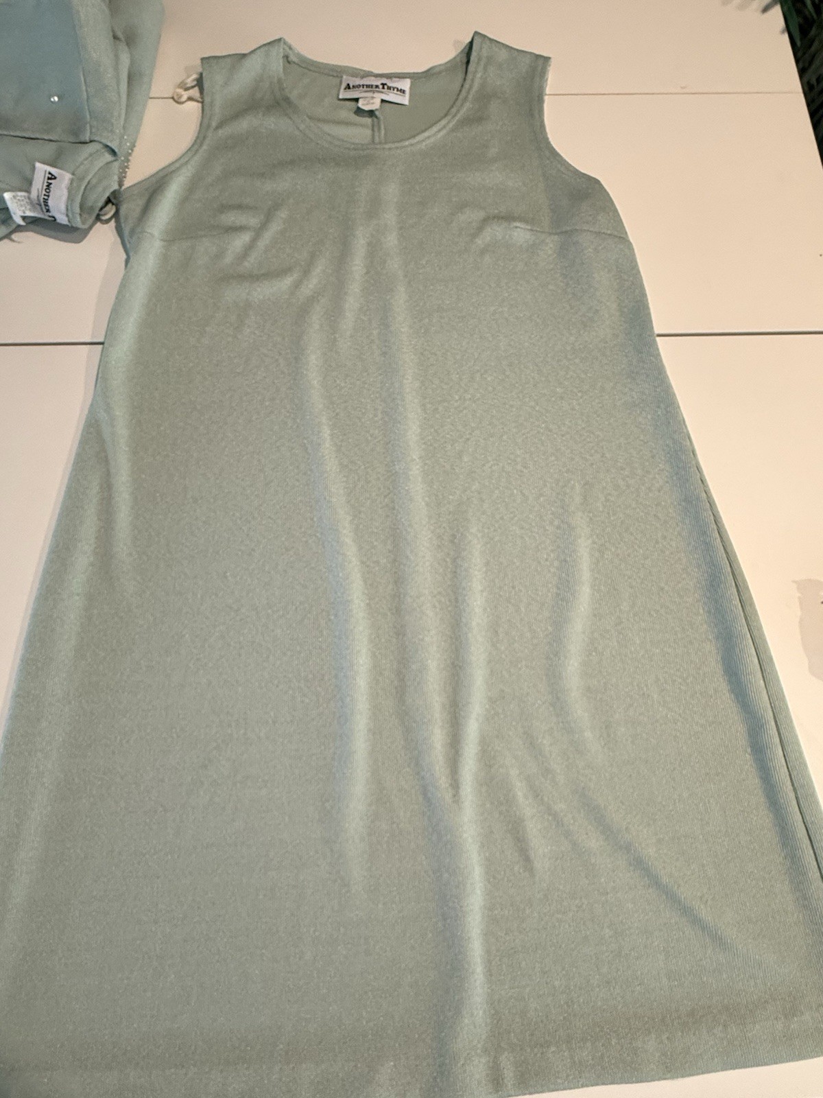 2 Piece Vintage Another Thyme Green Dress/Cardigan Women’s 14 Petite USA Made