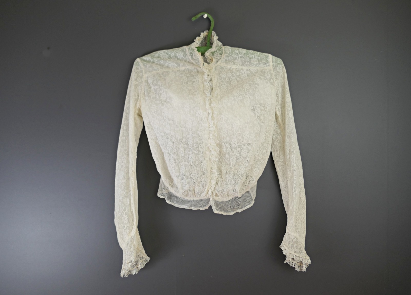 Vintage Edwardian Blouse Ivory Cotton Lace and Tulle and Lace XS, 1900s, 30 bust