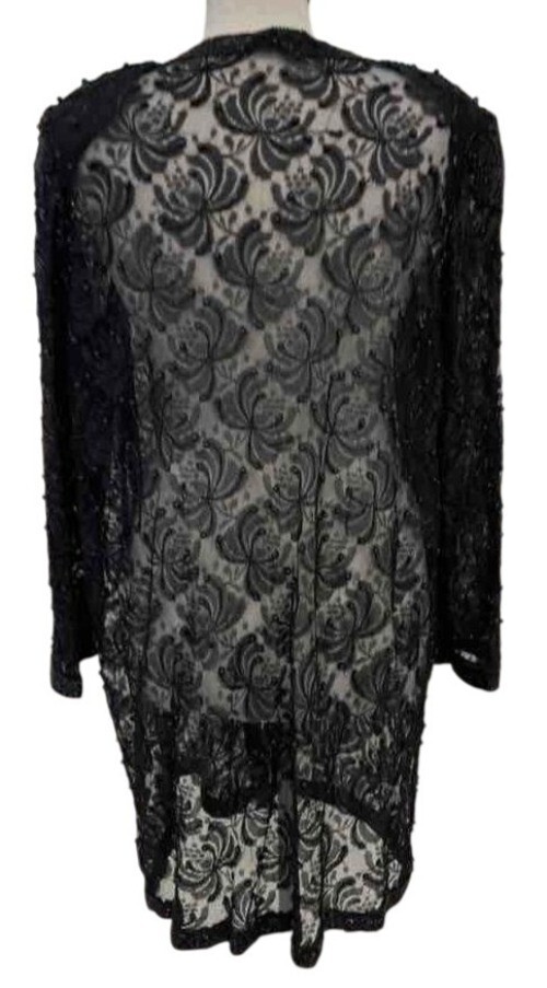 Rare VTG 90s Brilliante By J.A. Black Bead Lace Cardigan Jacket Mother of Bride
