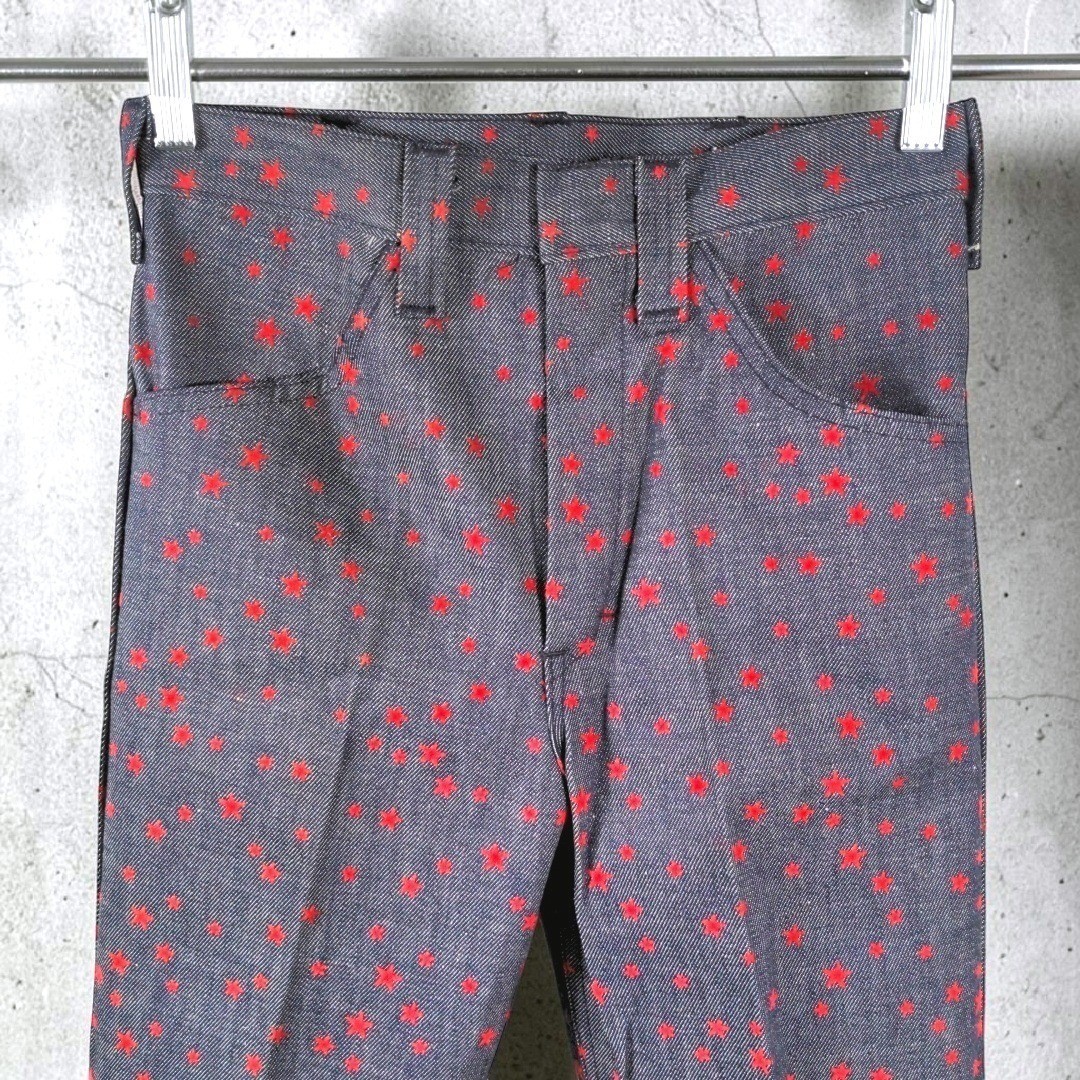 Vtg 1976 Bootleggers Star Print Flare Jeans NWT Deadstock Bicentennial 27 Womans