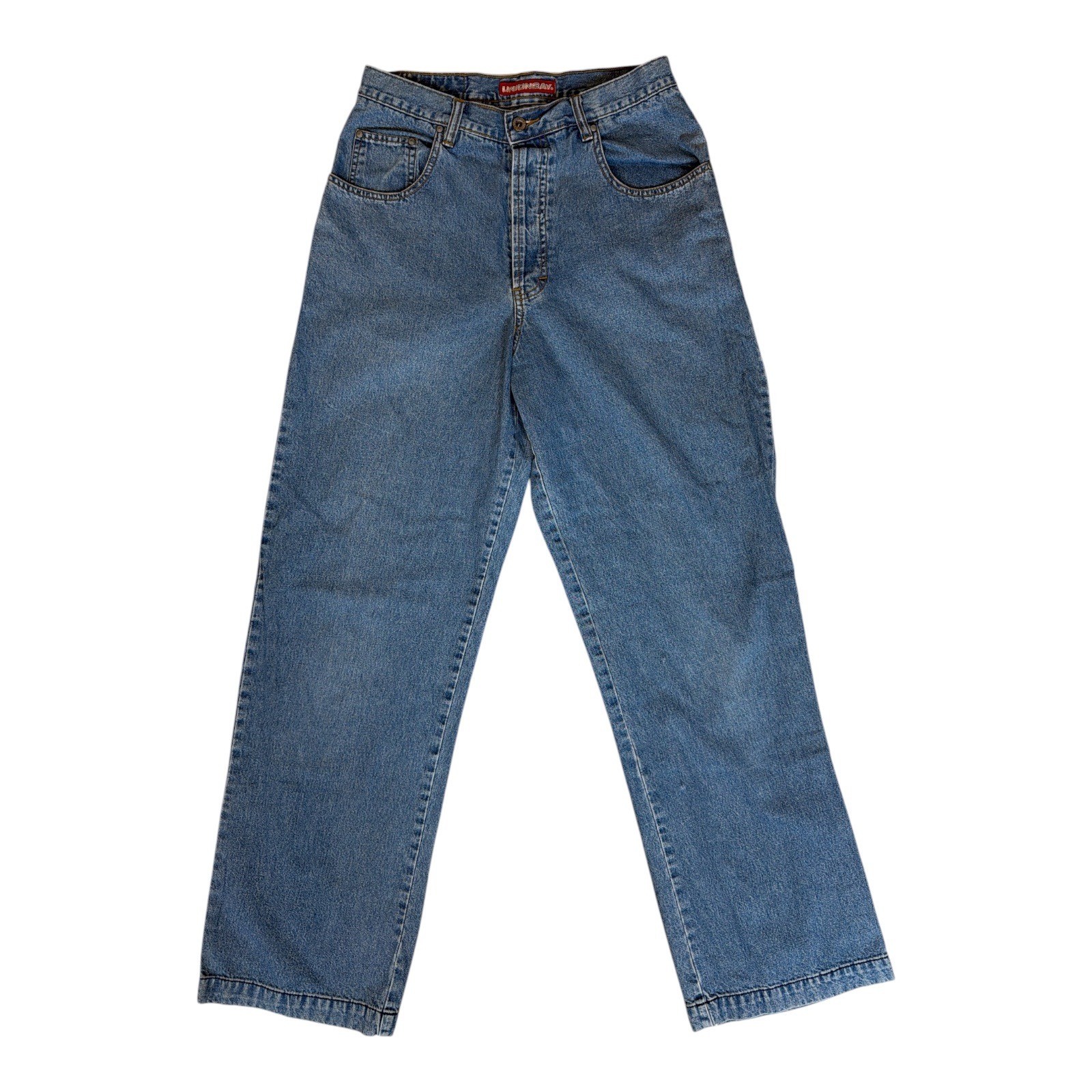 Unionbay Vintage 90s Cinch Back High Rise Wide Leg Denim Jeans Blue 26W