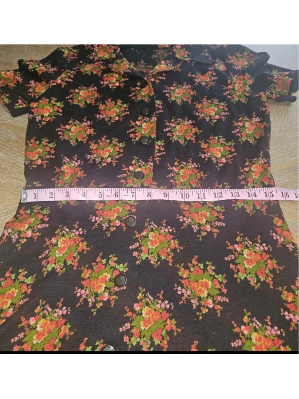 Vintage 90s Handmade Floral Button Front Midi Dress Cottagecore Boho Prairie S