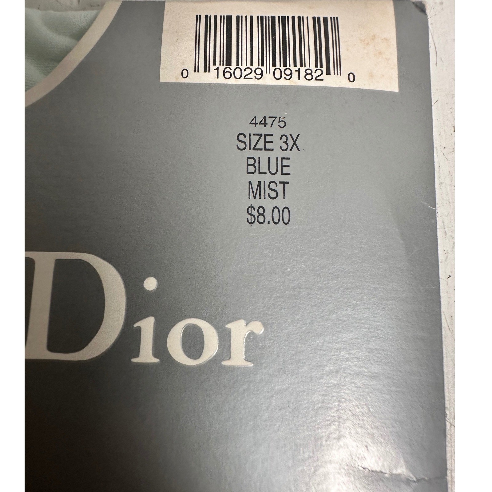 Christian Dior Vtg Full Figure Daytime Silken Sheer Pantyhose Blue Mist 3X NOS