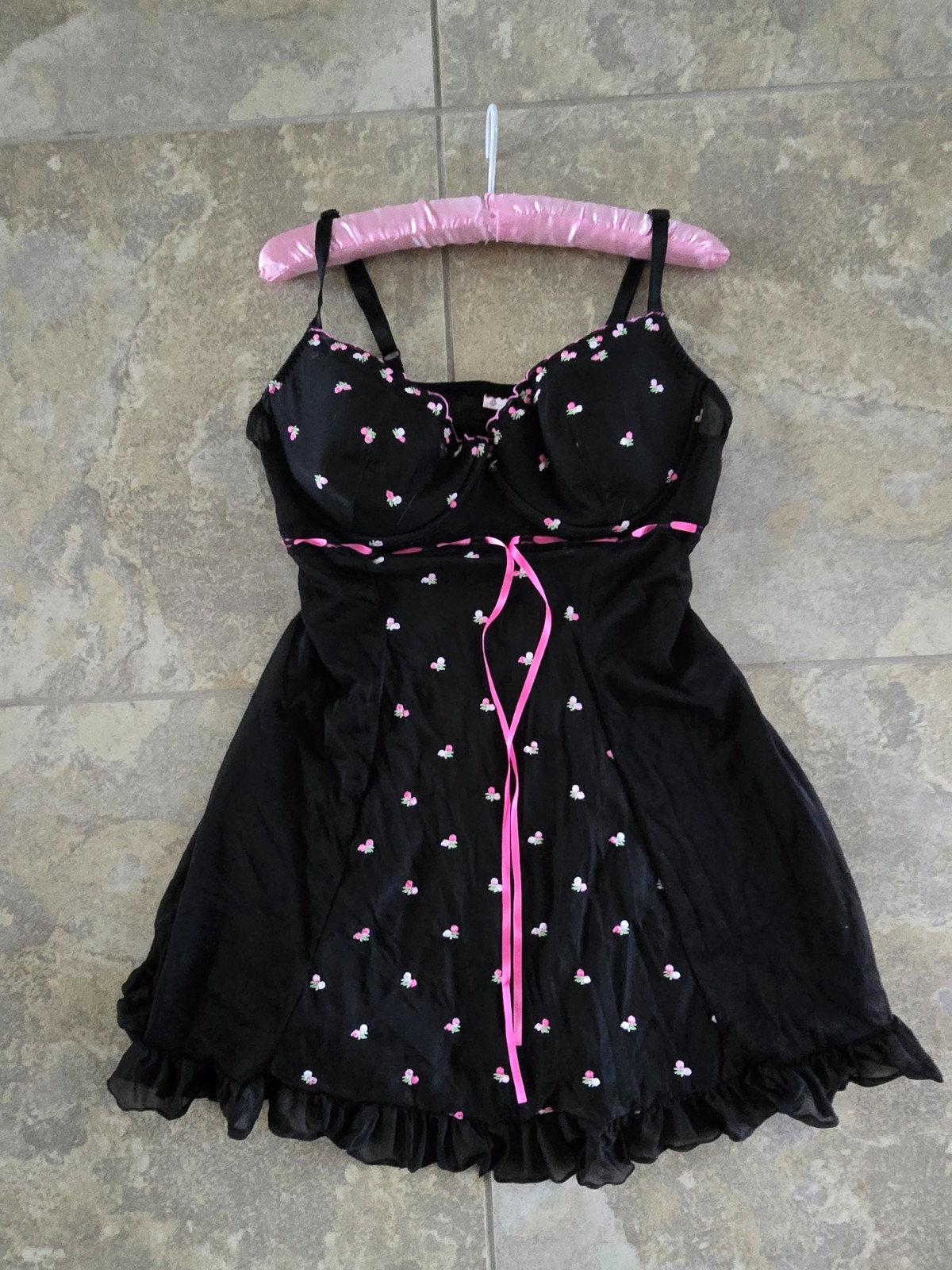 Enchanted Brand Vintage Y2K Plus Size Black & Pink Lingerie 22/24 Beautiful!