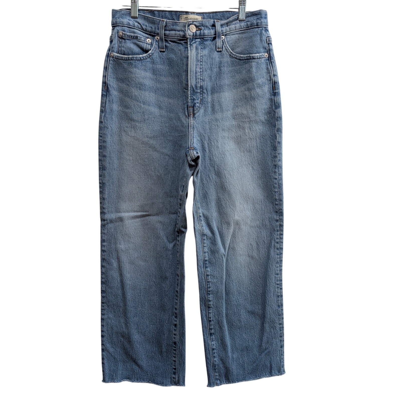 Madewell Womens The Perfect Vintage Wide-Leg Crop Jeans 29 Light Wash Raw Hem