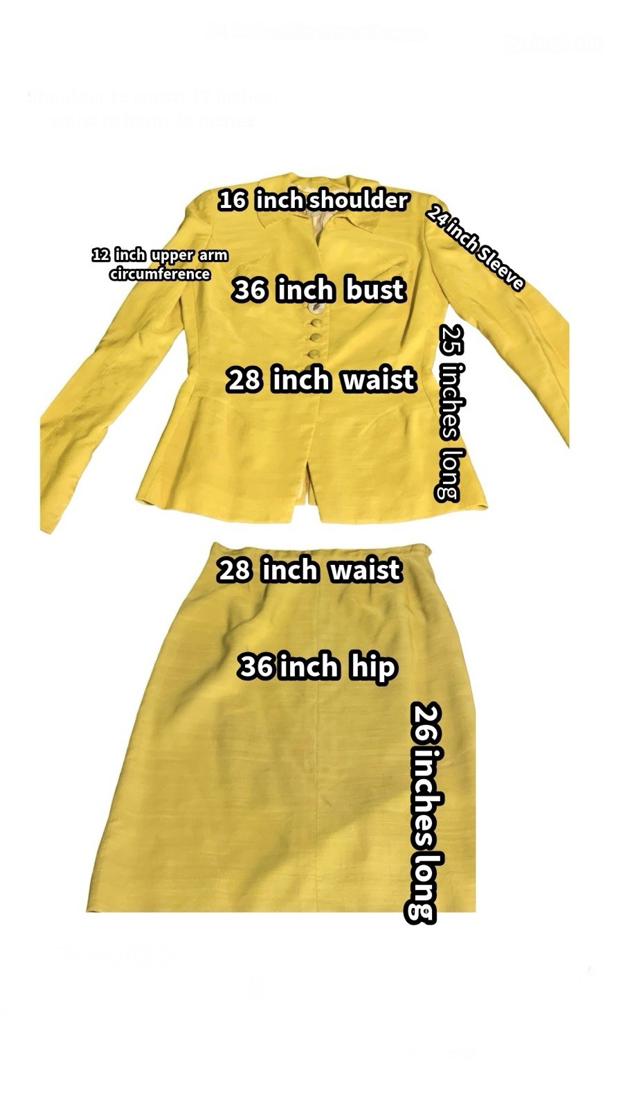 WOMEN&rsquo;S IRENE LENTZ VINTAGE 1950&rsquo;S YELLOW SILK BLEND SKIRT SUIT SIZE S