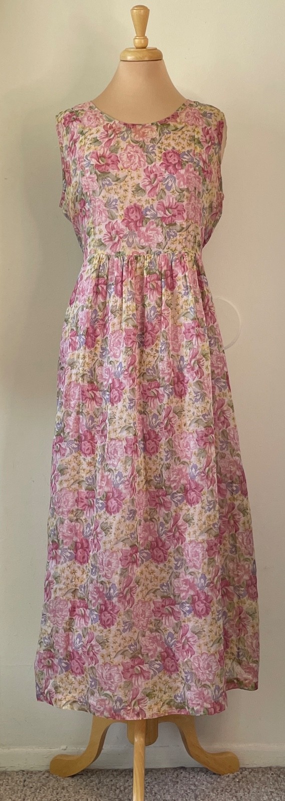 Pudding Shop April Cornell sz 3 Large Pink Floral Cottagecore Midi Dress & Slip