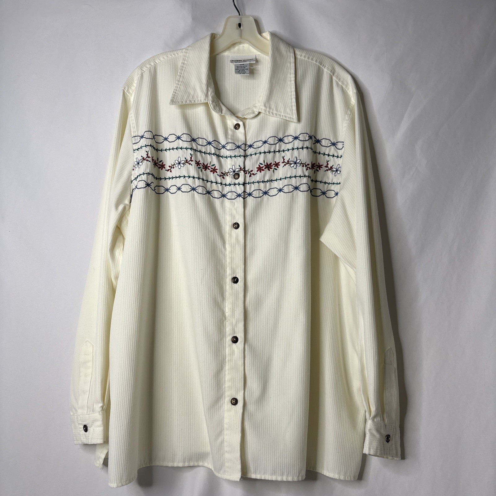 Vintage Alfred Dunner Women’s 20W Floral Button Down Embroidered Shirt Western