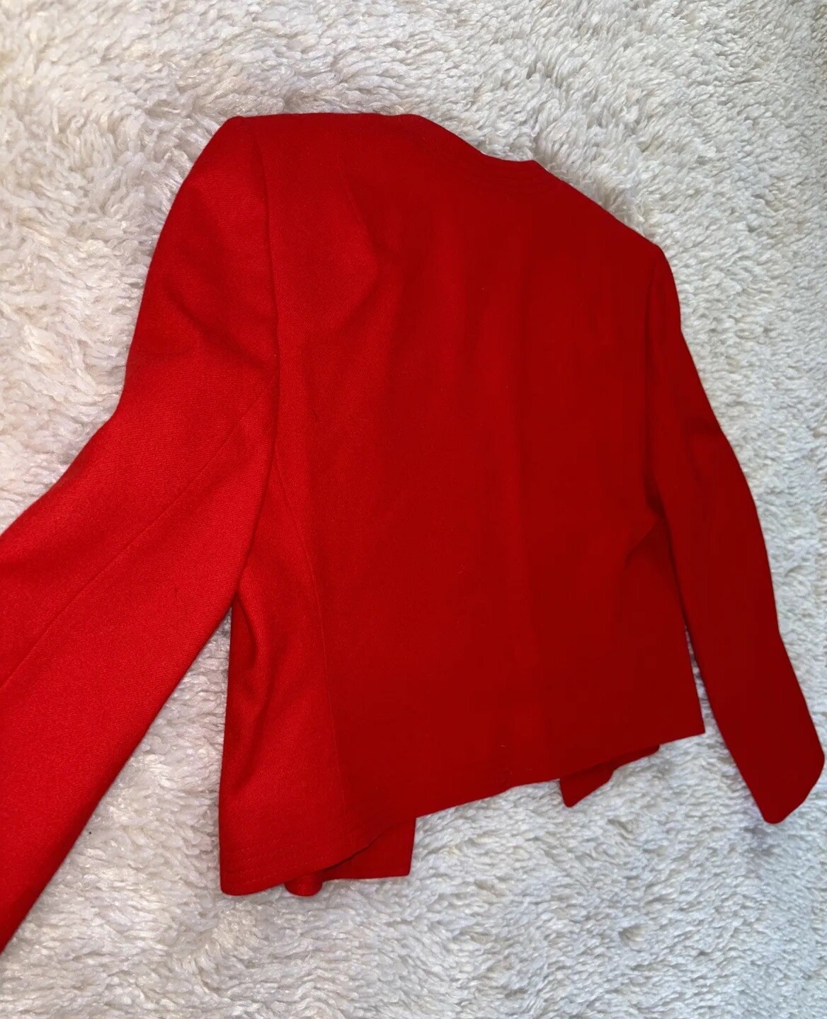 Vtg Pendleton Women Jacket Sz 10P Virgin Wool Red Cropped Blazer USA Open Front