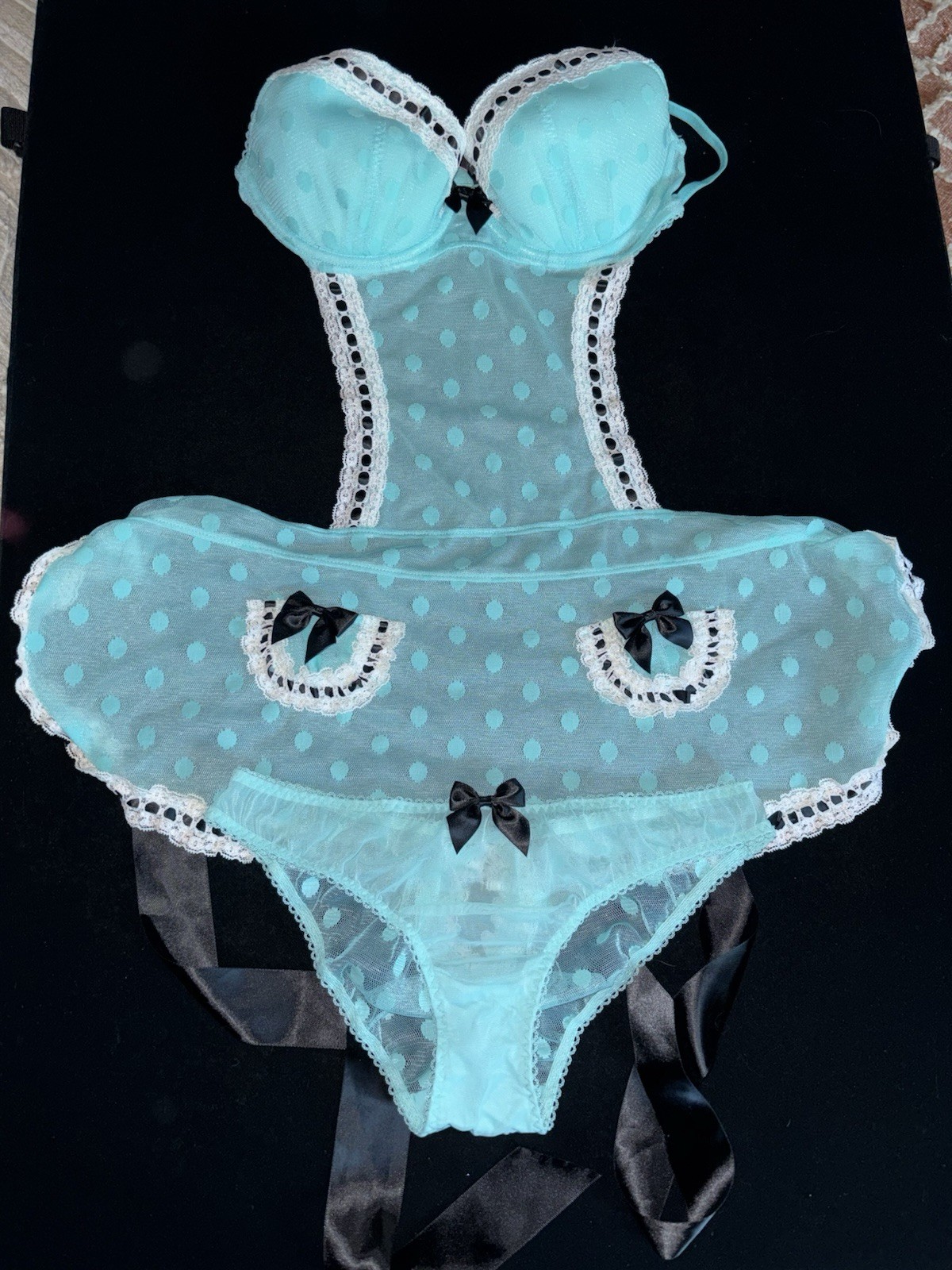 Vintage Victoria’s Secret Sexy little Things Blue Sissy Teddy Panties 34c