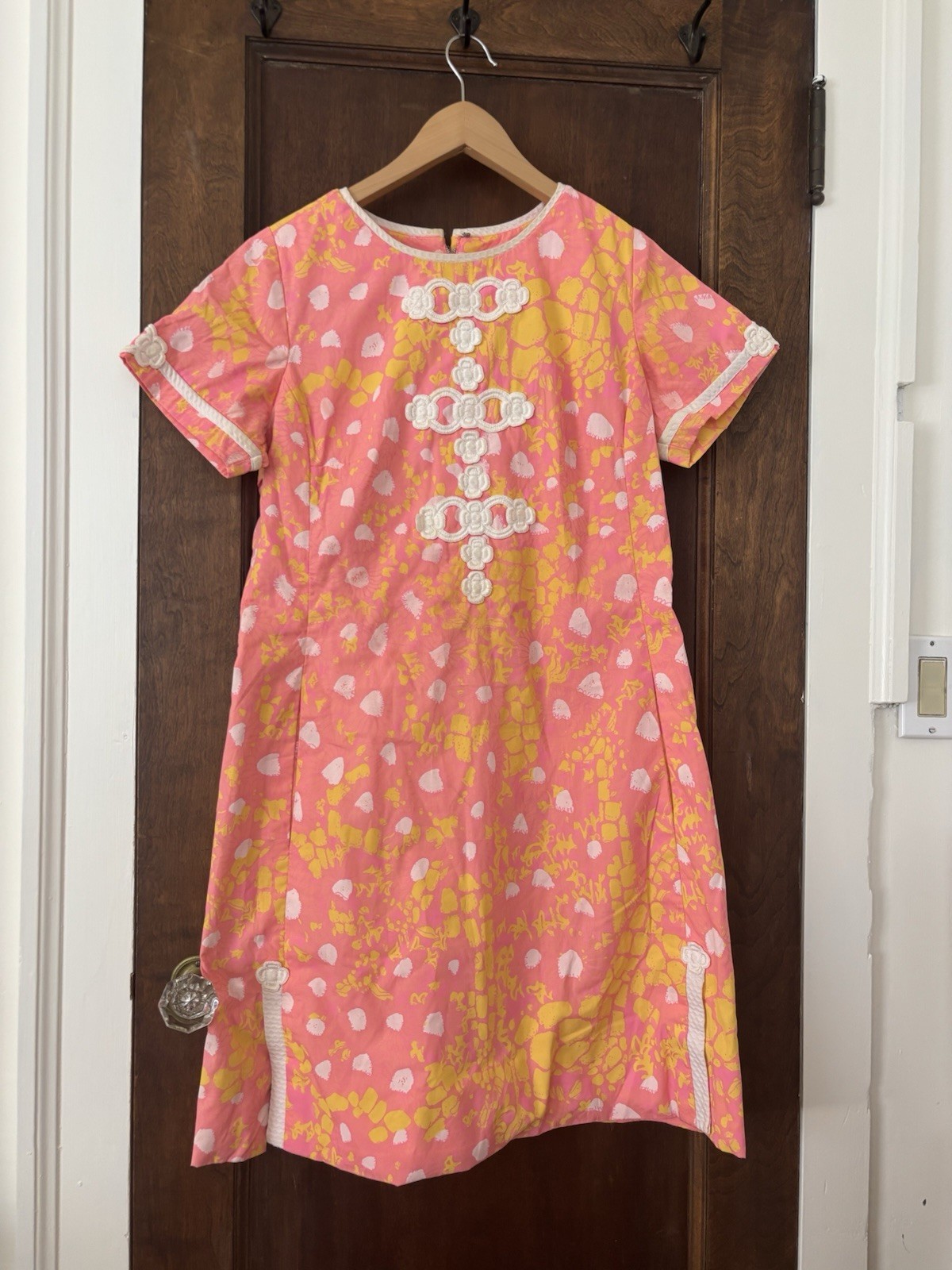 Vintage 1960s Orange and Pink Floral Lilly Pulitzer Shift Dress Size M
