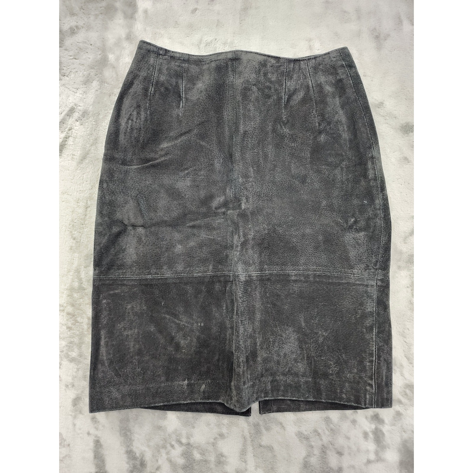 Vintage 90s Perspective Leather Straight Cut Pencil Skirt Size 7 Black W26 Lined