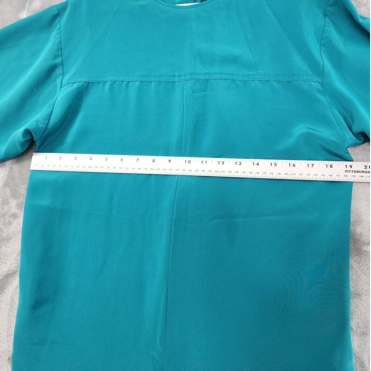 Vintage Frances Henaghan Jumpsuit Womens 8 Teal Blue Silky Tie Belt Long Sleeve