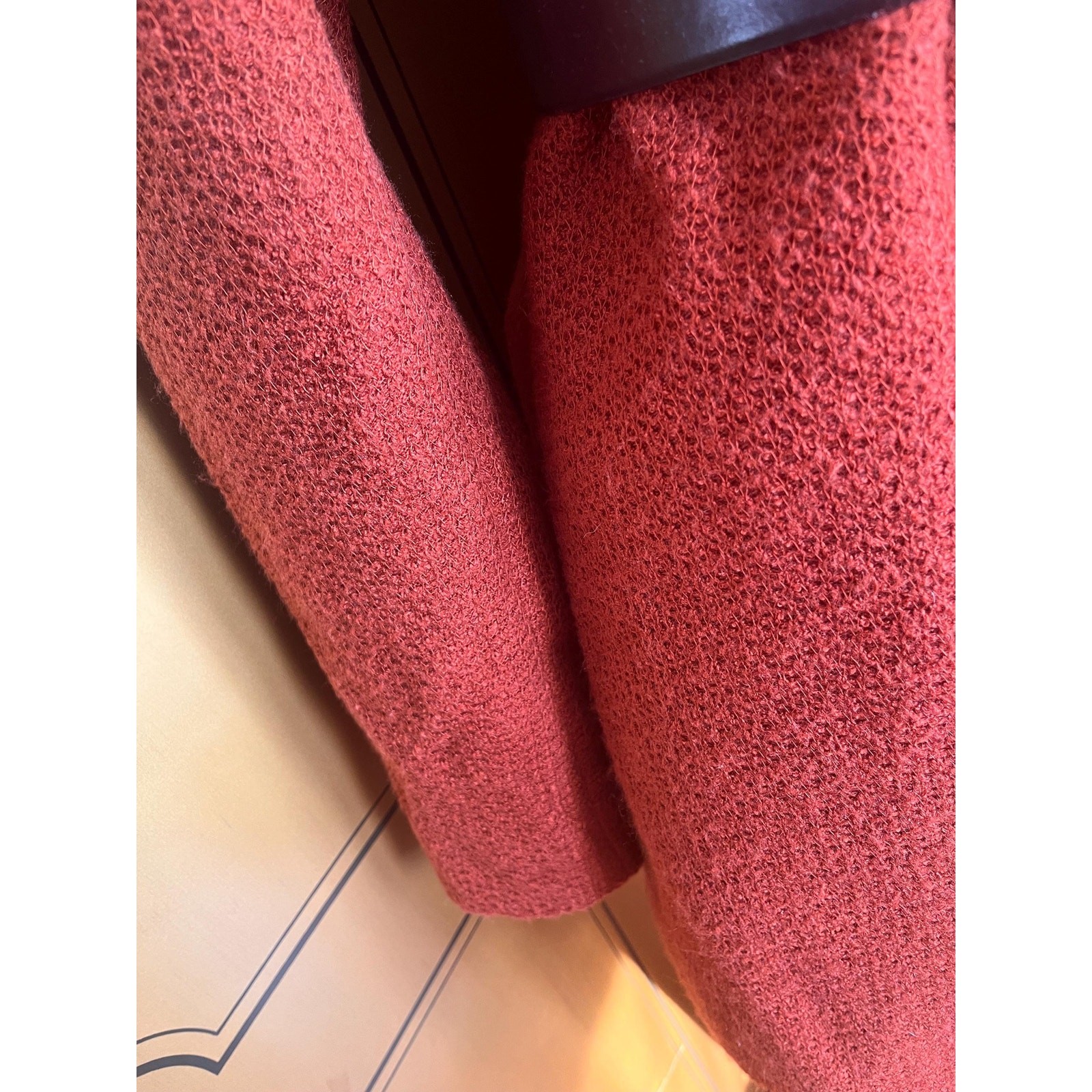 Handmade woolen pantsuit in rust, size 18