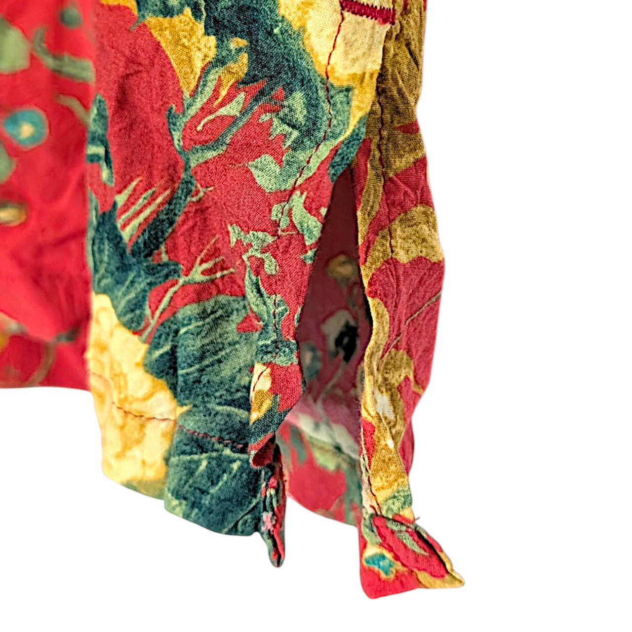 Jams World vintage LE USA made 100% rayon floral mao neck side slits boxy shirt