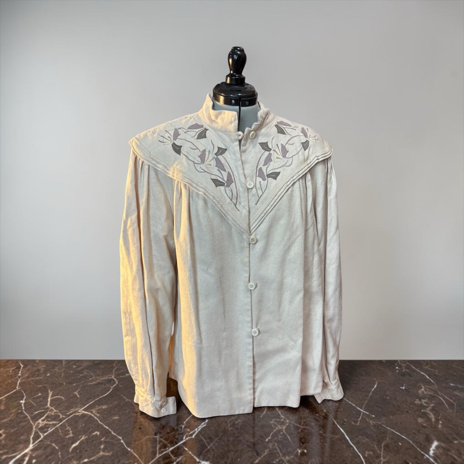 80s Ivory Raw Silk Jacket Avant Garde Sailor Collar Romantic Prairie