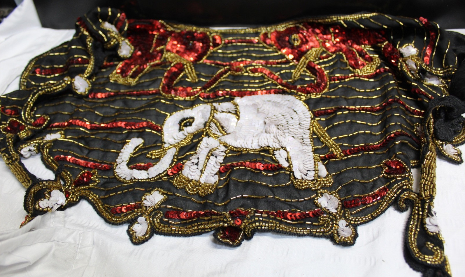 Vtg Handmade Huipil Shoulder Cape Beads & Sequins Textile Art Elaborate Asian