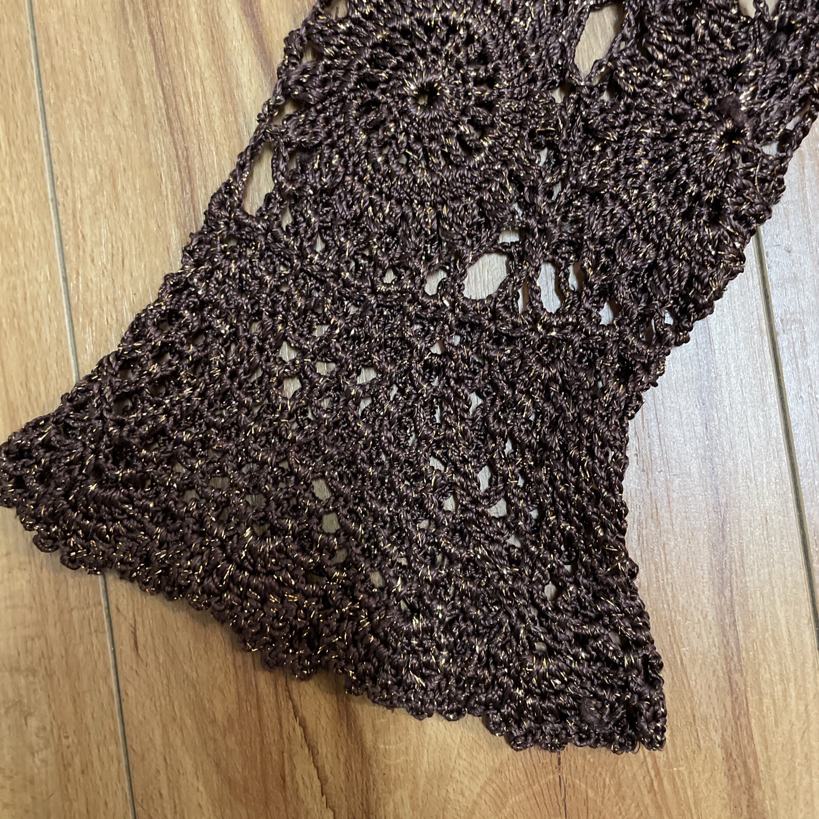 RARE- Vtg Brown & Copper Boho Crochet Top & Cardigan Sizes S/M (Joseph A.)