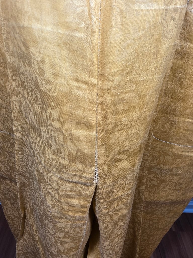 Vintage Embroidered African Yellow and Cream Kaftan and Matching Pants