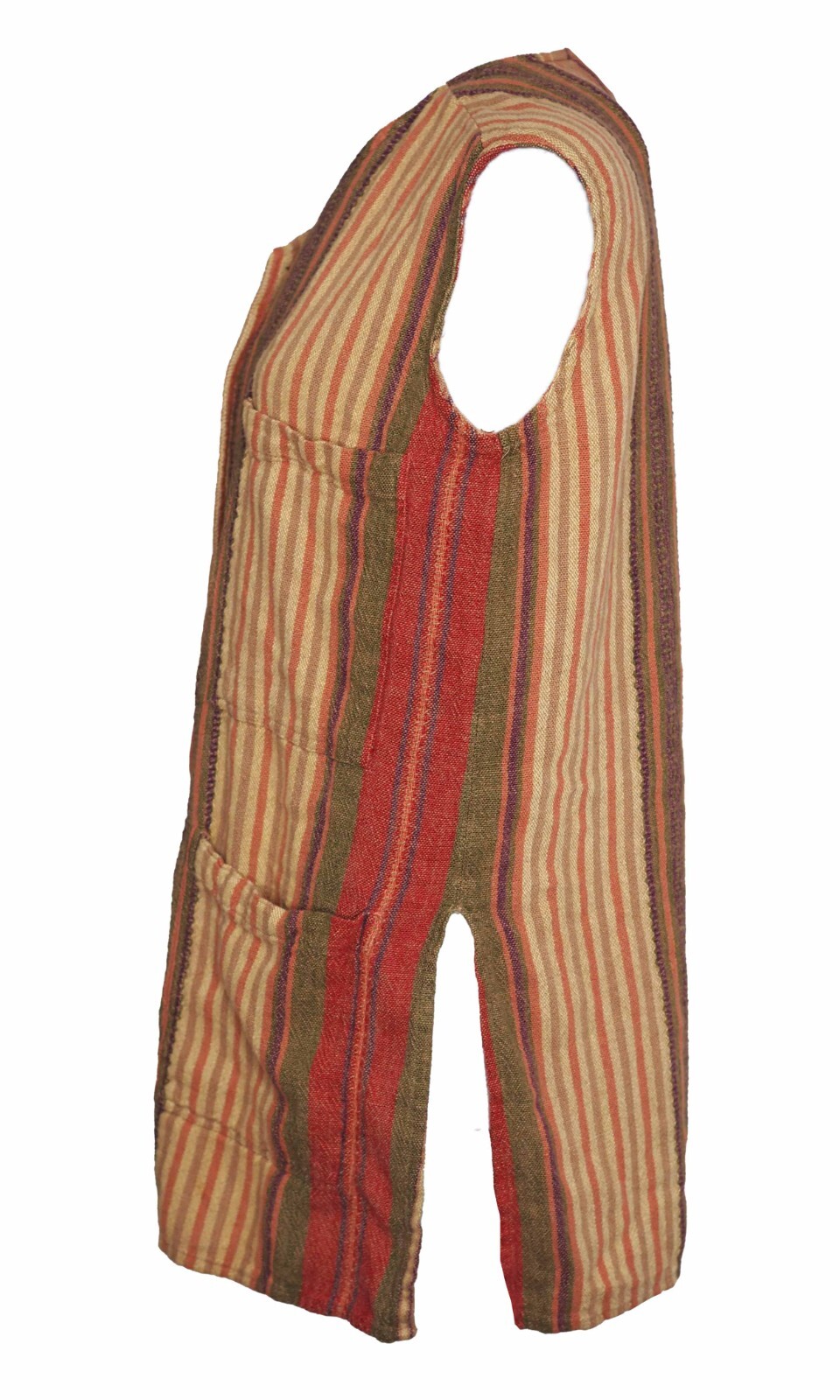 Vintage EXPRESS Campagnie Internationale Linen Vest Southwest Stripe Red Orange