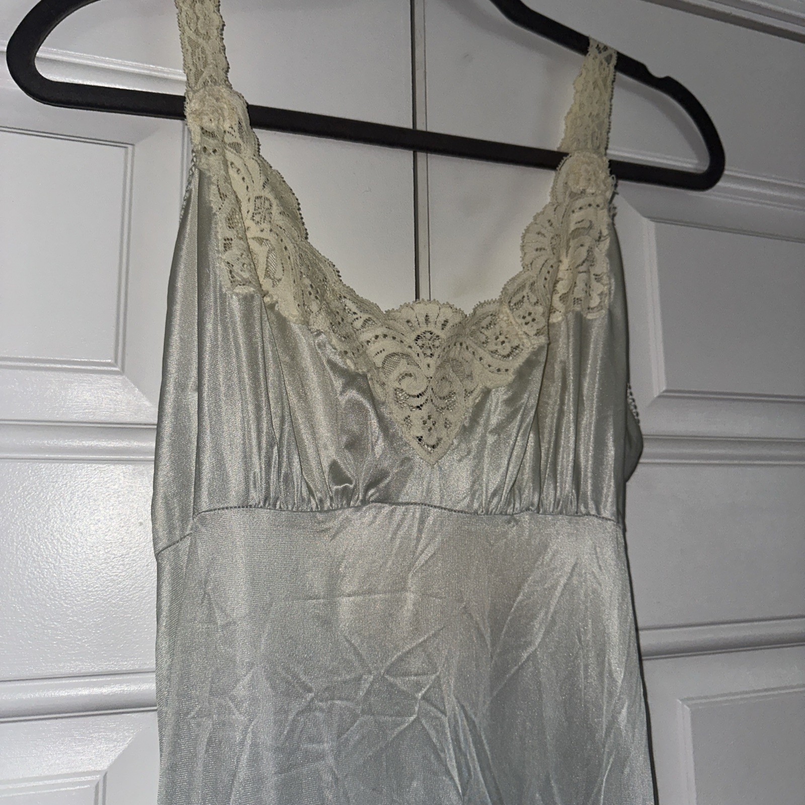 Vintage Miss Elaine Long Lt Blue Nightgown Peignoir Robe Set Petite Union USA