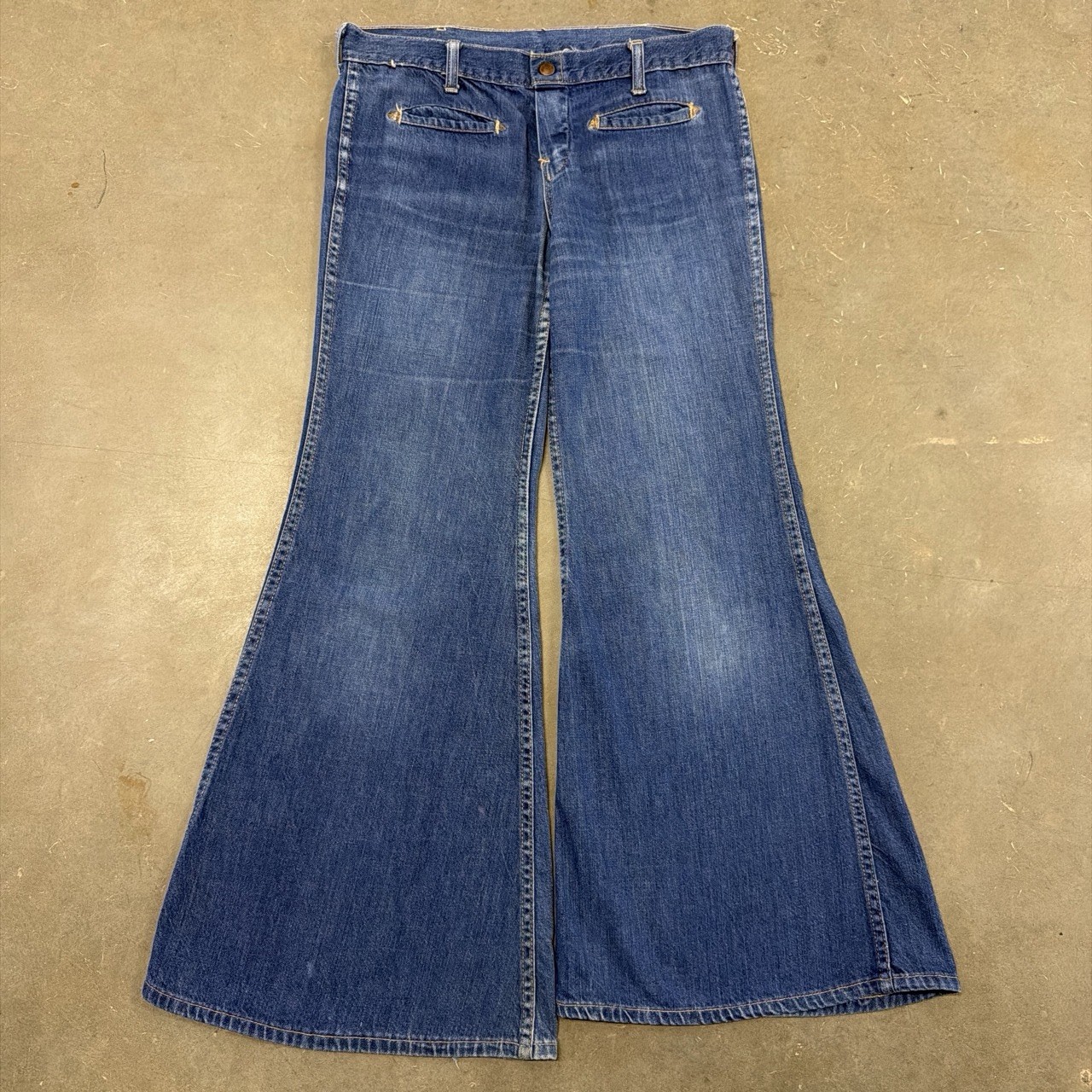 Vintage 1960s 1970s Hillbilly Denim Bell Bottom Jeans Hippy 30×28