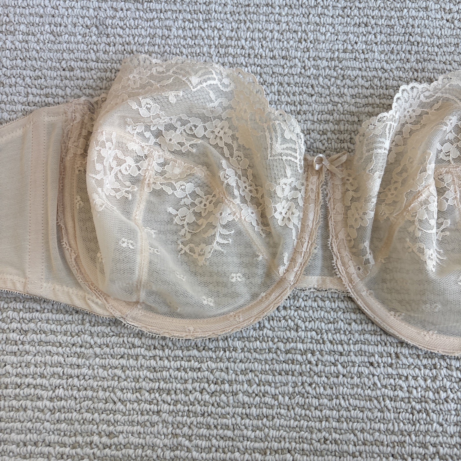 Vintage Vanity Fair Lace Underwire Bra 38D USA Made Style 74-100 Strapless