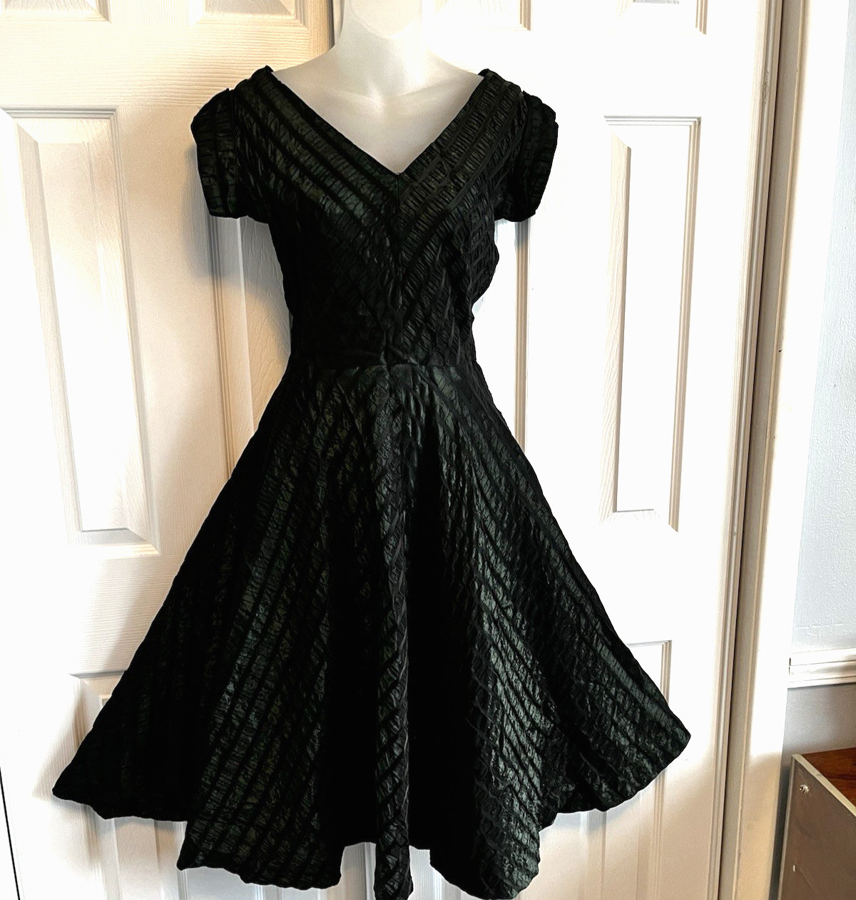 VTG 1940’s Old Hollywood Dress Iridescent Taffeta Evening Party Small Handmade