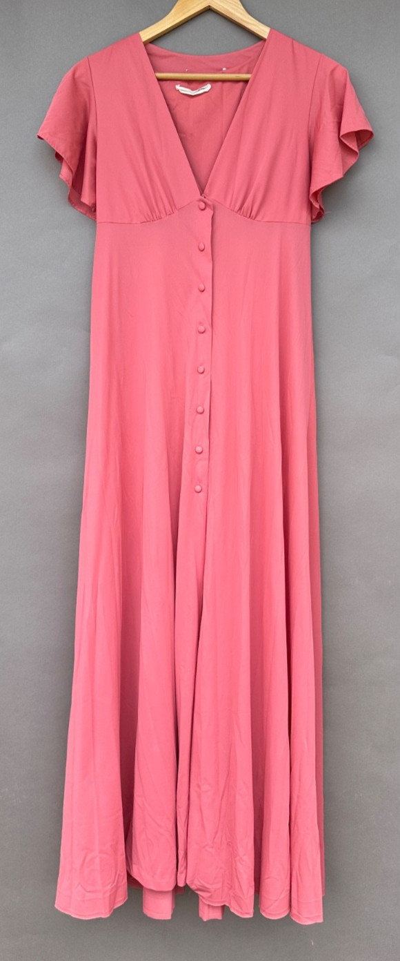 Vintage John Kloss Peignoir Set Small Salmon Robe Nylon Nightgown Hollywood Glam