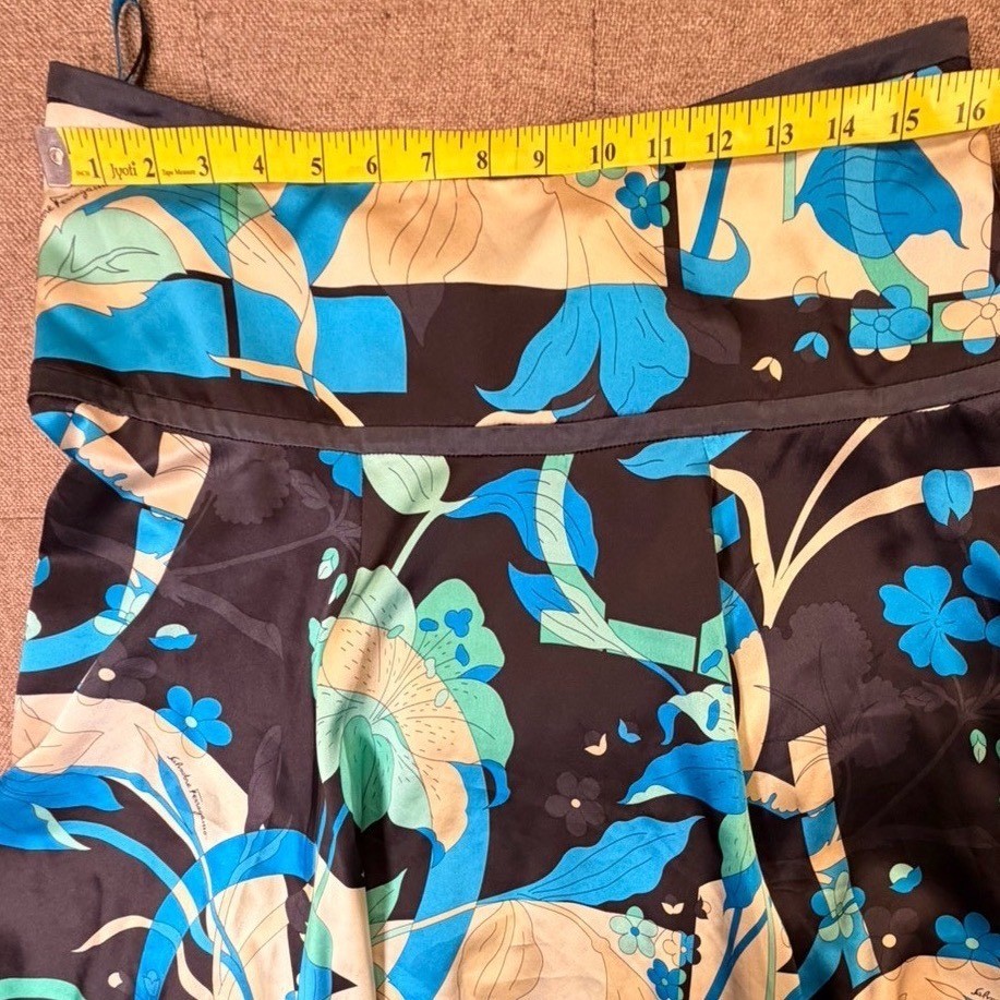 Vintage Salvatore Ferragamo Silk Midi Skirt Authenticated Blue Italy 12 Y2K