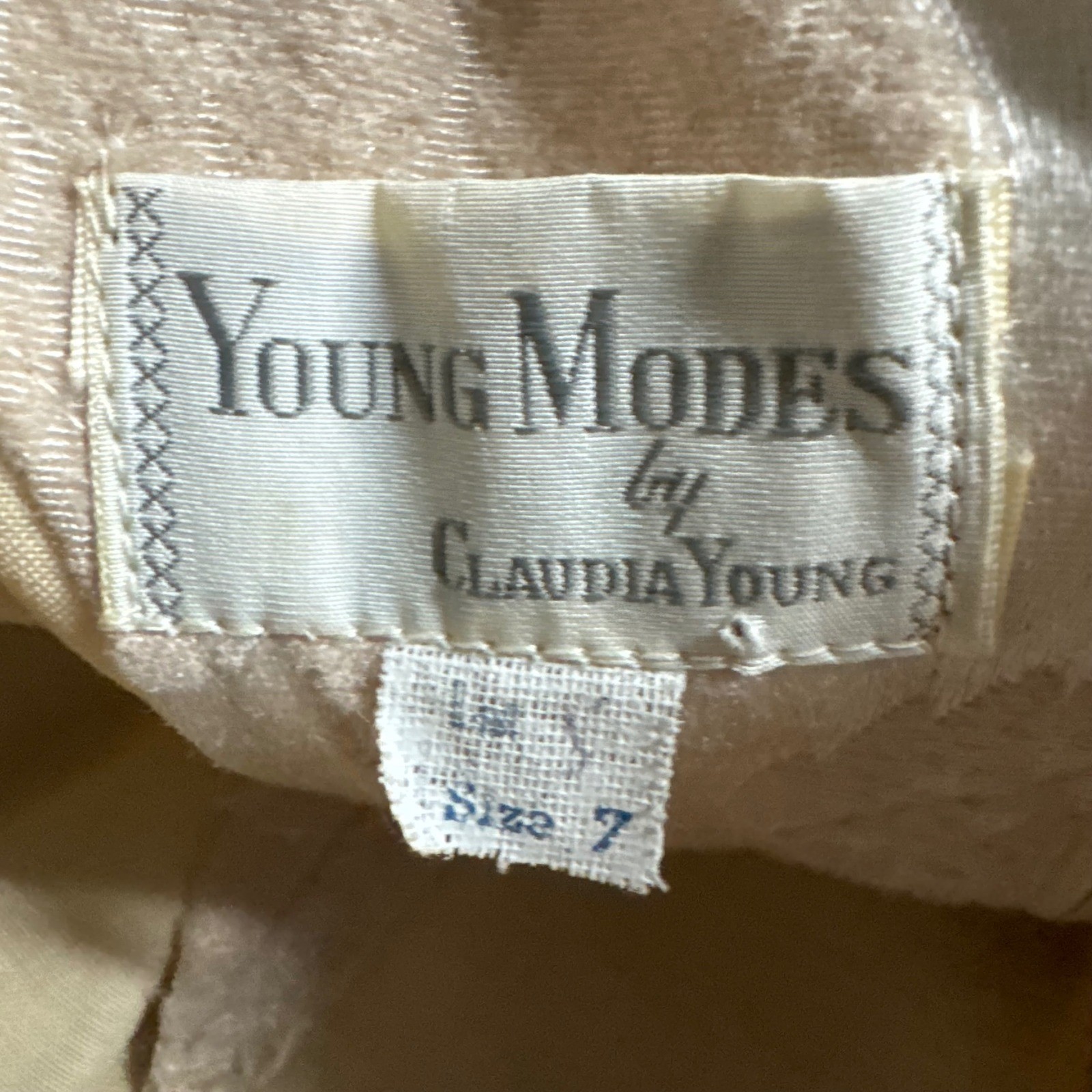Young Modes by Claudia Young VTG Cream Embroidered Floral Brocade Maxi Dress
