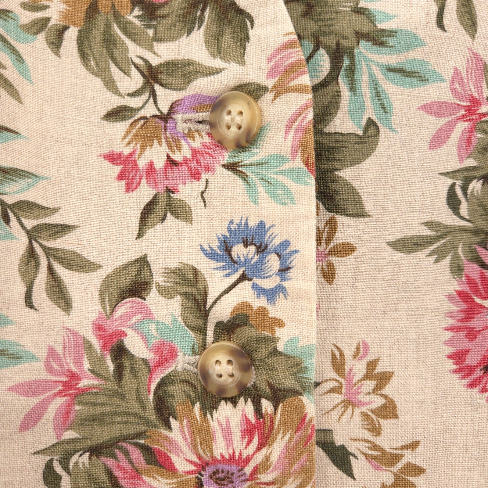 Vintage 1990s Talbots floral linen vest Size 12p petite longline cottage grandma