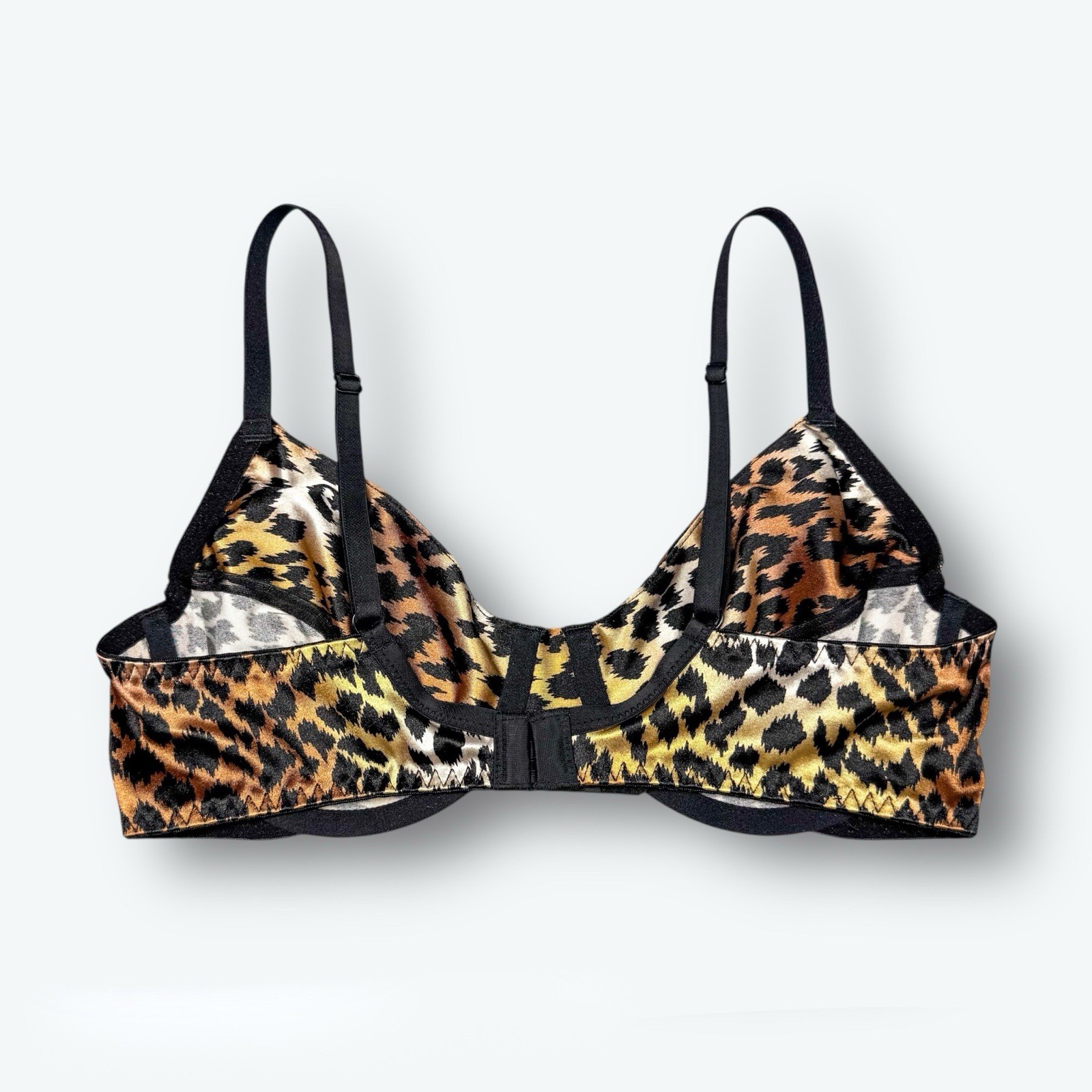 Retro Unlined Second Skin Satin Bra Leopard Print 38DD