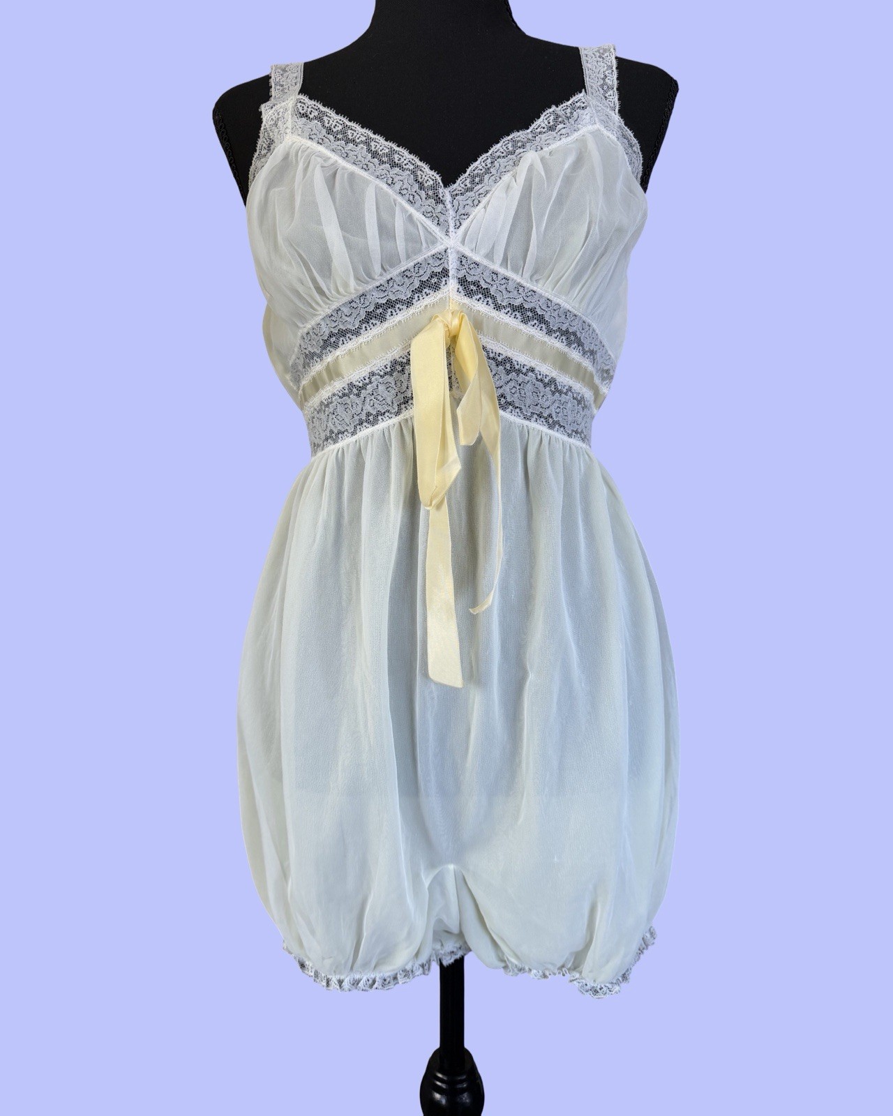 1950s-1960s Vintage Schiaparelli Lace Lingerie Bloomer One Piece Romper Rare